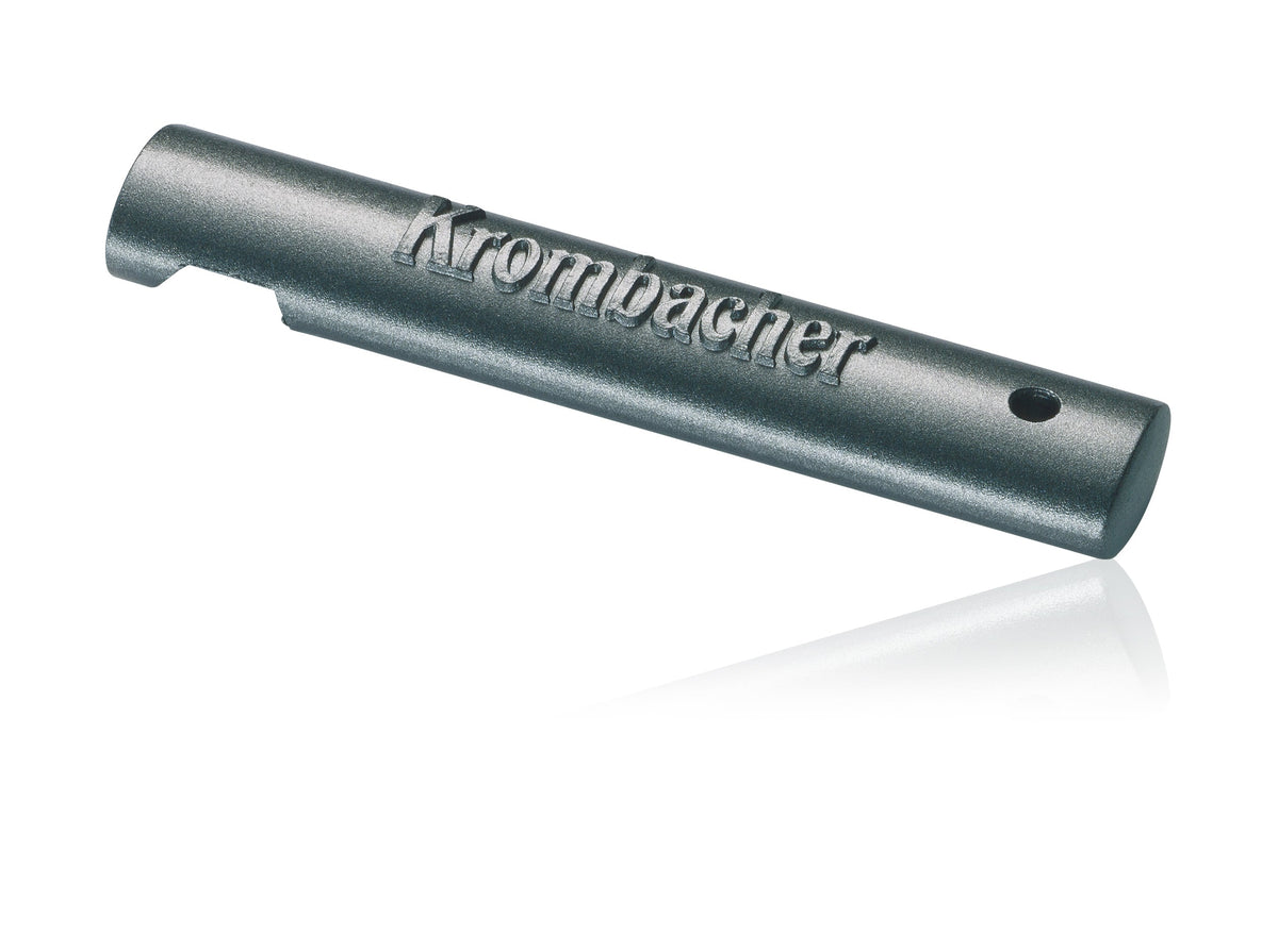 Robuster Krombacher Flaschenöffner in dunkelgrau mit Logo-Prägung.
