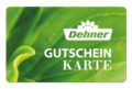 Dehner Gutschein: Dehner Gutscheinkarte mit grünem Blatt im Hintergrund