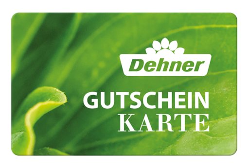 Dehner Gutschein: Dehner Gutscheinkarte mit grünem Blatt im Hintergrund