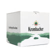 Weiße Verpackung mit grünem Fluss- und Landschaftsmotiv, Schriftzug "Krombacher" und "Lieblingsflaschen"