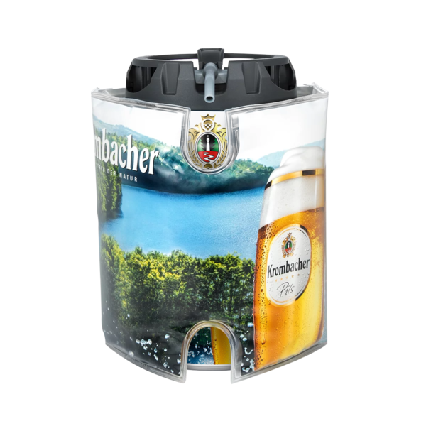Krombacher IcePack Frische-Fässchen aus Kunststoff mit Seemotiv.