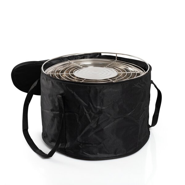 Rauchfreier Grill von Krombacher in schwarzer Tragetasche.