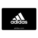Schwarze Adidas Geschenkkarte mit Adidas Logo Schriftzug.