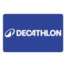 Blaue Decathlon Geschenkkarte mit weißen Decathlon Logo Schriftzug.