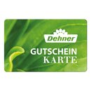 Dehner Geschenkkarte mit grünem Blattmotiv und Schriftzug 'Gutschein Karte'