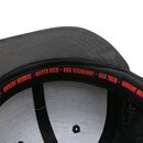 Innenseite einer schwarzen Kappe mit rotem Text am Schweißband: 'UNSERE HEIMAT - UNSER BIER - AUS STEINFURT - SEIT 1820'.